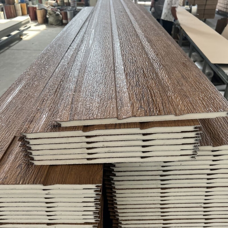 Деревянная текстура Внешний фасад Изоляционная панель Полиуретановая панель крыши